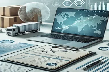 DALL·E 2024-12-18 02.35.10 - A professional logistics concept image representing 'Negotiation Skills'. A modern clean desk with a laptop displaying clear graphs and charts showing (1)